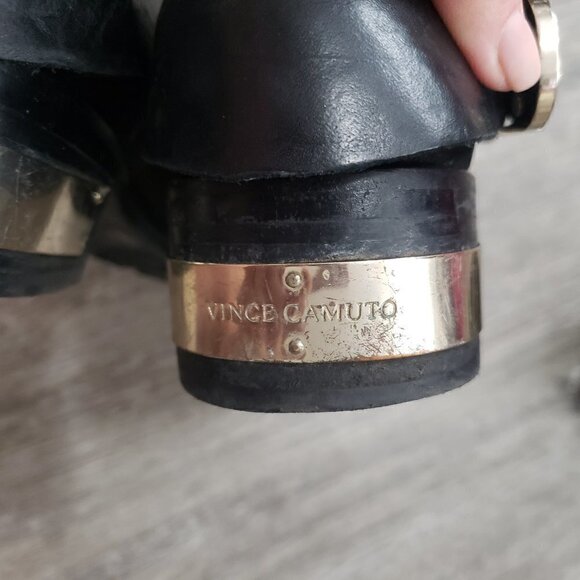 Vince Camuto Black Nubuk Leather Harness Boots 6.5 - Picture 7 of 10